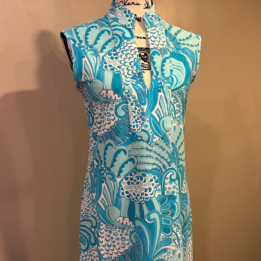 Jude Connally Turquoise & White Printed Midi Dress - Picture 13 of 16